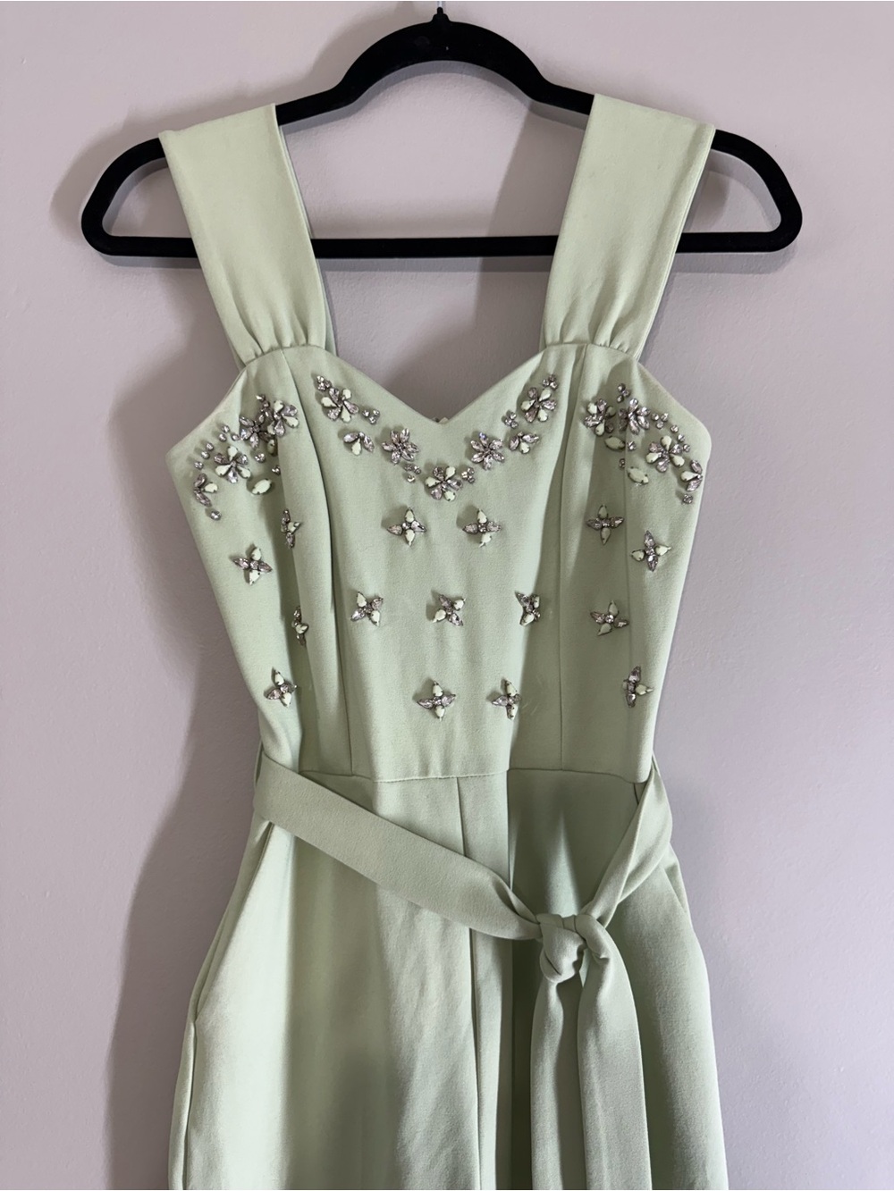 Cover Story Mint Green Jewel Embellished Jumpsuit